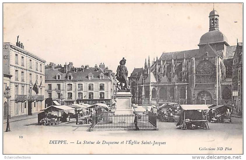 Dieppe    76     Statue De Duquesne Et Marché - Dieppe