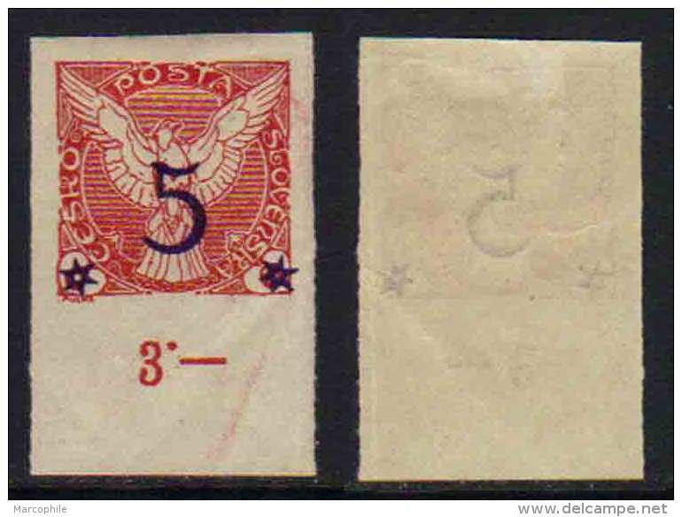TCHECOSLOVAQUIE - JOURNAUX / 1925 - 5/6 H. ROUGE BORD DE FEUILLE *  (ref T1490) - Newspaper Stamps