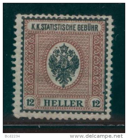 AUSTRIA 1910 STATISTISCHE GEBUHREN STATISTICS REVENUE 12H BLACK ON RED GEBUHR SPELLING THICKER NORMAL PAPER HM BF#16A - Fiscaux