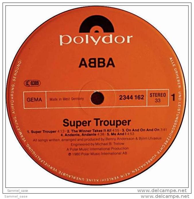 LP Vinyl  -  ABBA Super Trouper -  Von 1980 - Disco, Pop