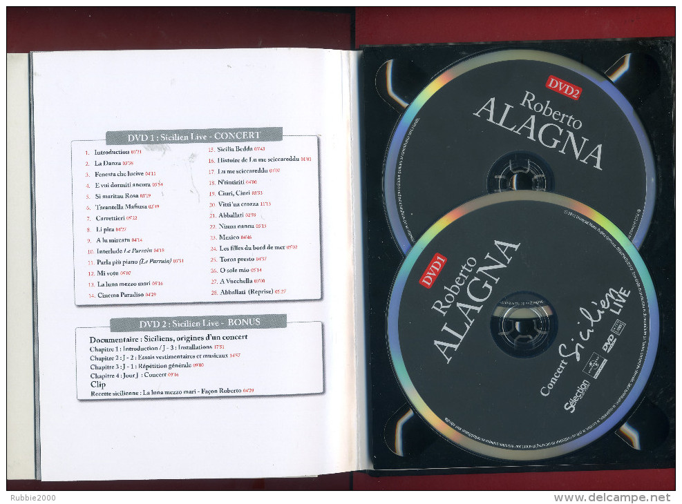 ROBERTO ALAGNA 2012 CD 1 CHANSONS POPULAIRES CD 2 OPERA CD 3 AIRS SACRES DVD 1 ET 2 SICILIEN LIVE - Muziek DVD's