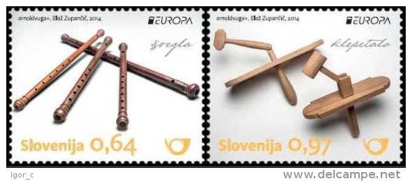 New Neu Slovenia Slovenie Slowenien 2014 Europa CEPT: National Music Instruments - Rattle (Klepetalo), Haloze Flute MNH - 2014