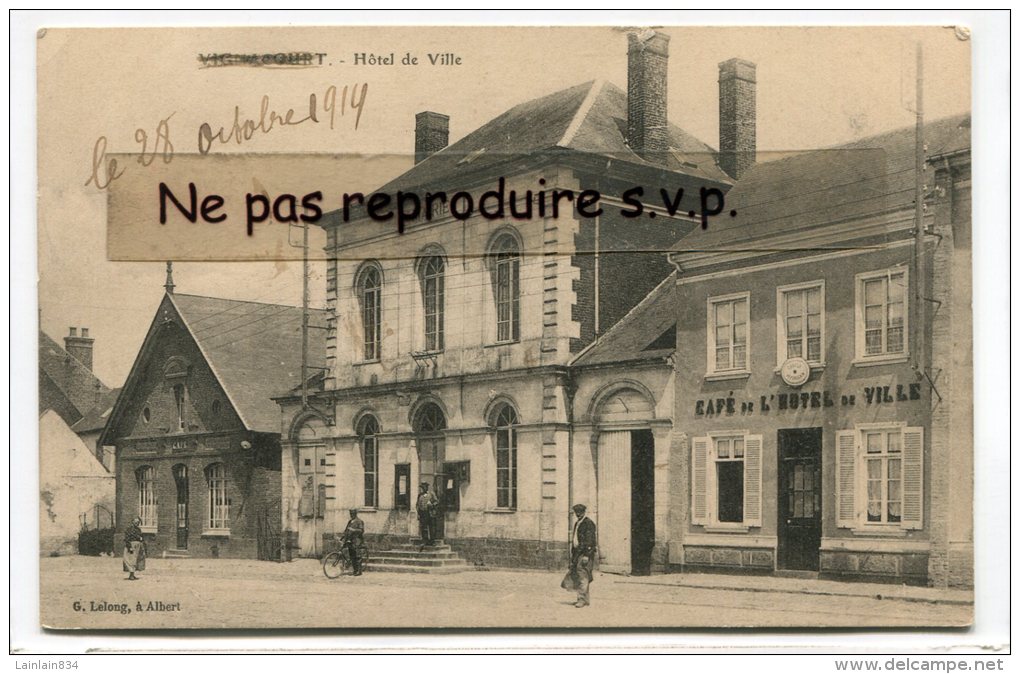 - VIGNACOURT - (Somme ), Hôtel De Ville, Animation, Cachet De 1914, écrite, TBE, Scans. - Vignacourt