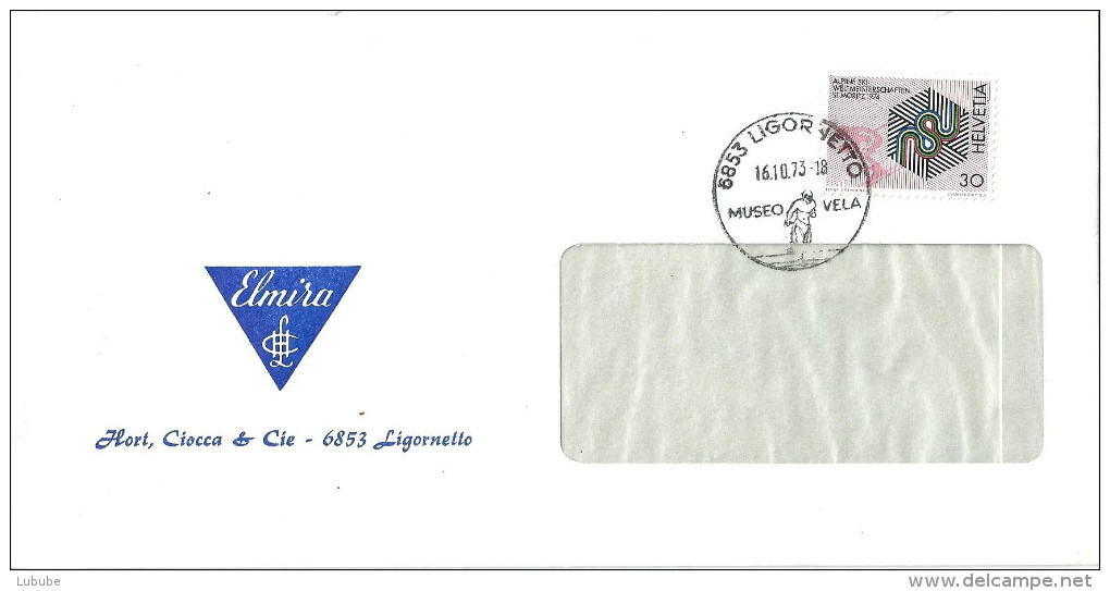 Motiv Brief  "Elmira, Hort&Ciocca, Ligornetto"           1973 - Storia Postale