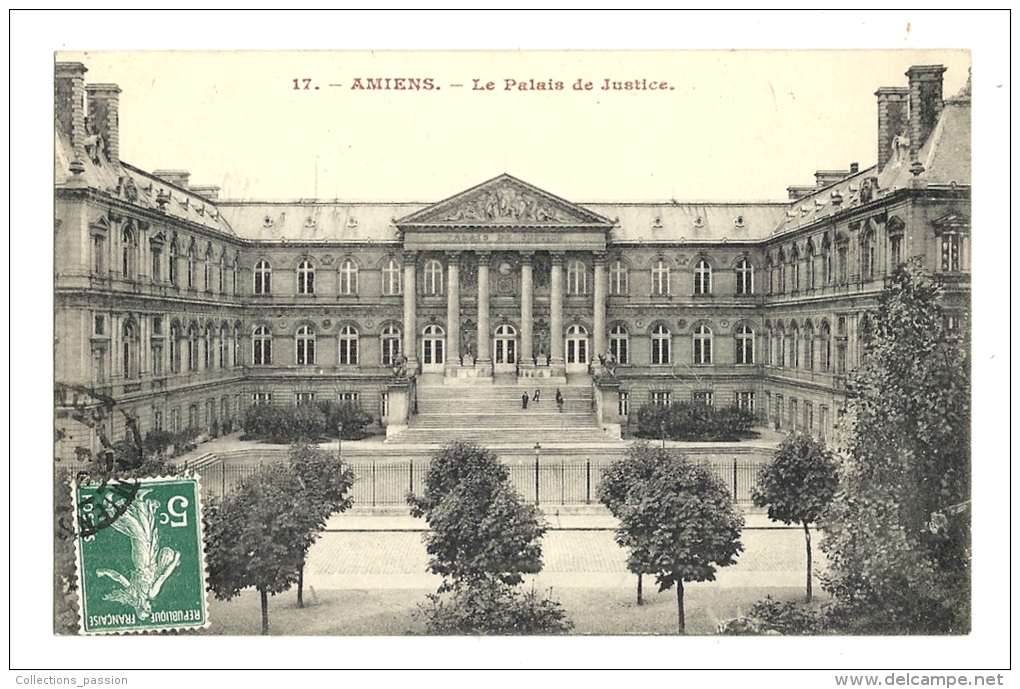 Cp, 80, Amiens, Le Palais De Justice, Voyagée - Amiens