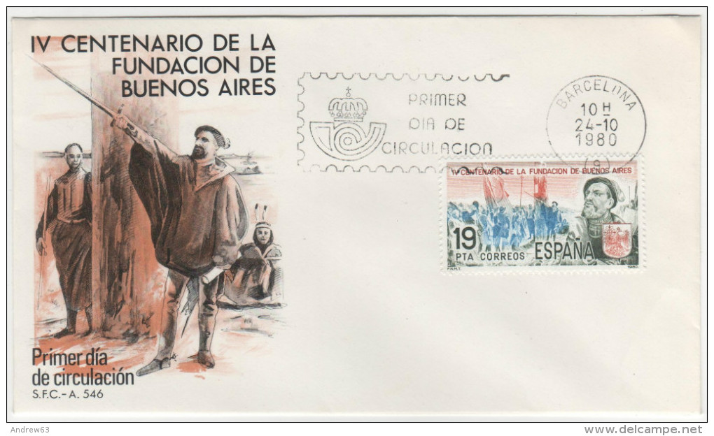 SPAGNA - 1980 - IV CENTENARIO DE LA FUNDACION DE BUENOS AIRES - FDC - FDC