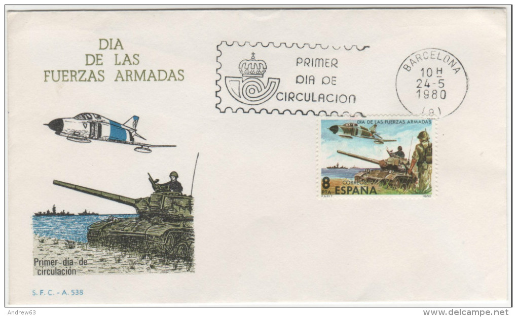 SPAGNA - 1980 - DÍA DE LAS FUERZA ARMADAS - FDC - FDC