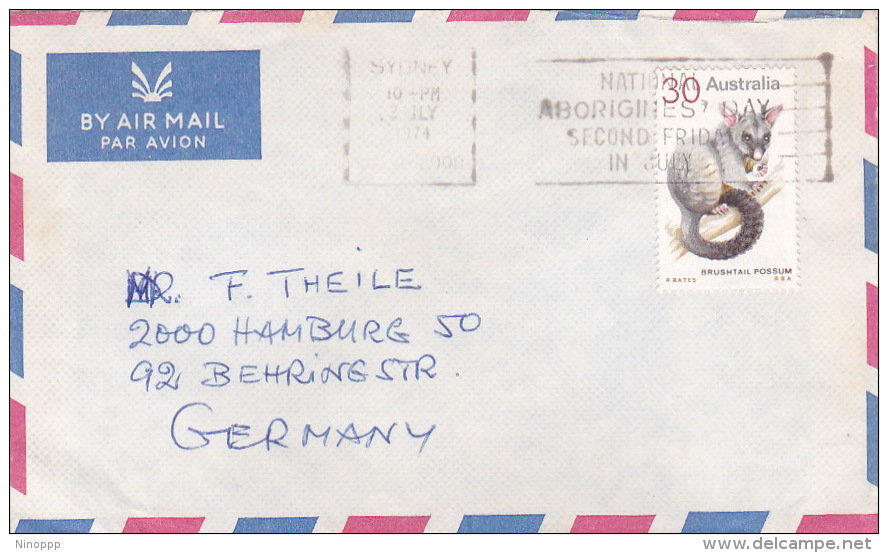 Australia 1974 30c Brushtail Possum On Airmail Letter To Germany - Brieven En Documenten