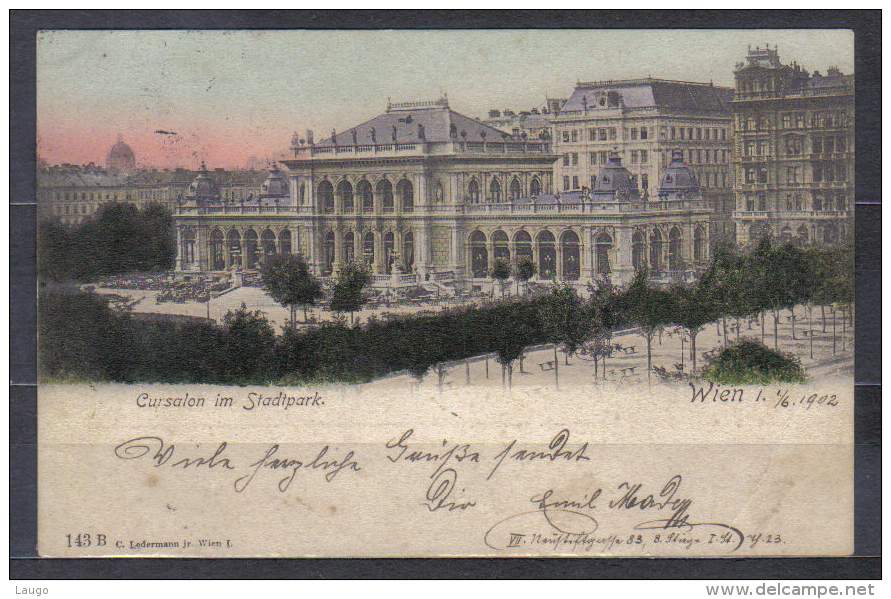 Austria Postcard Wien Cursalon Im Stadtpark , Posted 1902 , Quality See Scan - Vienna Center