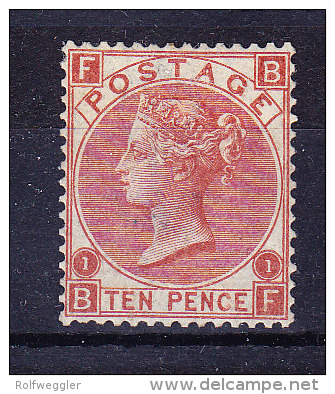 1867/80  SG 114 */**  Queen Victoria 10 D. Red-brown Platte 1 - Nuovi