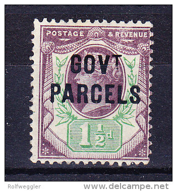 1887/90 SG 065 * Queen Victoria 1 1/2 D. Purple And Green Aufdruck GOVt PARCELS - Unused Stamps