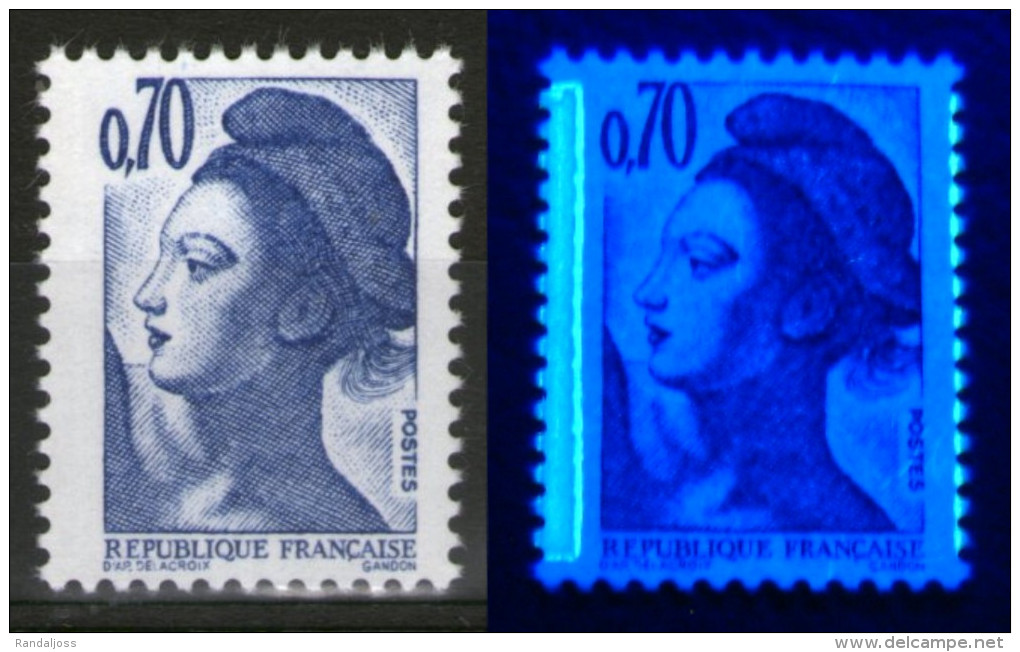 Variété Du N° 2240**_bande à Gauche Et Phospho Sur Dents à Droite - 1982-1990 Libertà Di Gandon