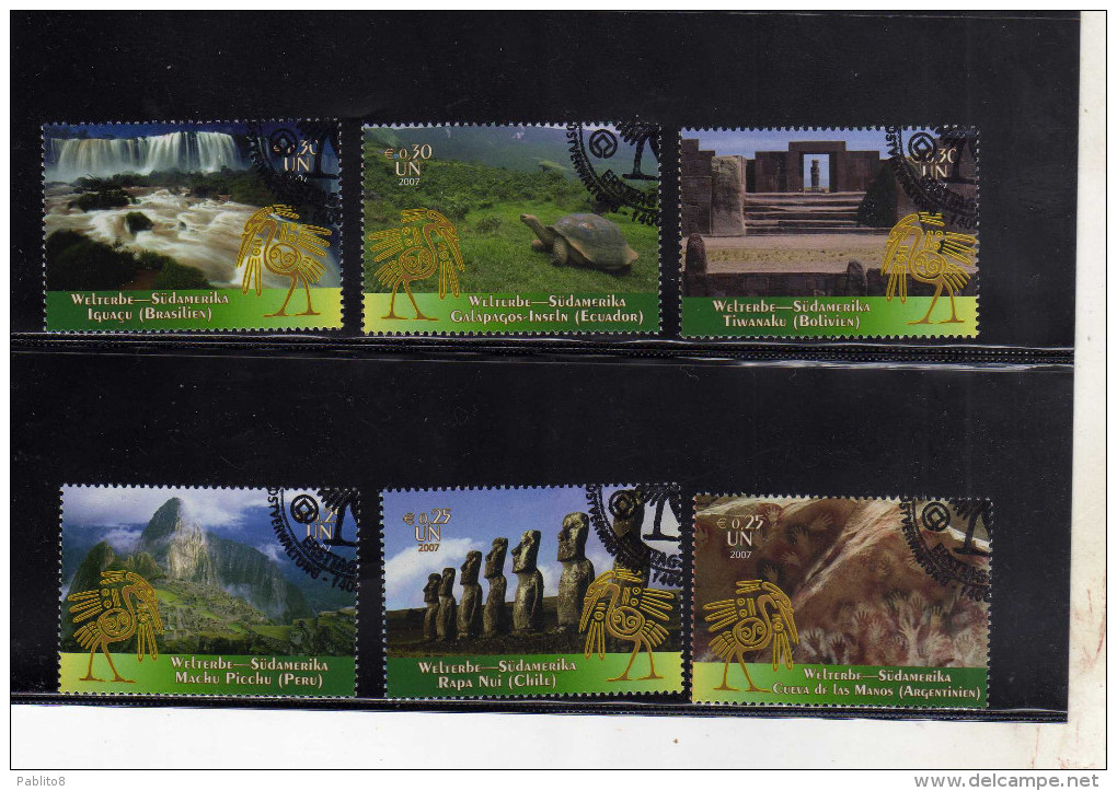 UNITED NATIONS AUSTRIA VIENNA WIEN - ONU - UN - UNO 2007 WORLD HERITAGE SITES SOUTH AMERICA PATRIMONIO MONDIALE UMANITA´ - Used Stamps