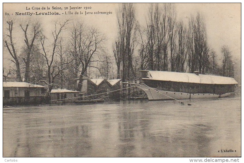 92 Crue De La Seine  , NEUILLY-LEVALOIS  L'Ile De La Jatte Submergée - Neuilly Sur Seine