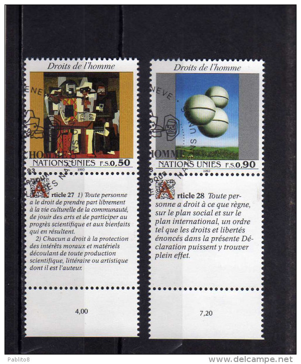 UNITED NATIONS GENEVE GINEVRA GENEVA SVIZZERA ONU - UN - UNO 1993 HUMAN RIGHTS DIRITTI DELL´UOMO USED - Used Stamps