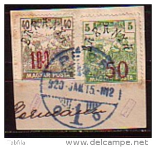 HONGRIE / BARANYA - 1919 - Timbres De Hongrie Surcharge " Baranya 50 Et 100 " - Mi 53 Et 55  Fragment - Baranya
