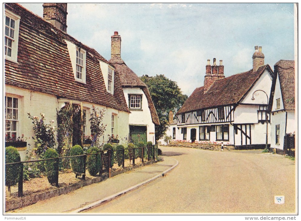 CPSM Thatched Cottages, Houghton, Huntingdonshire - Huntingdonshire