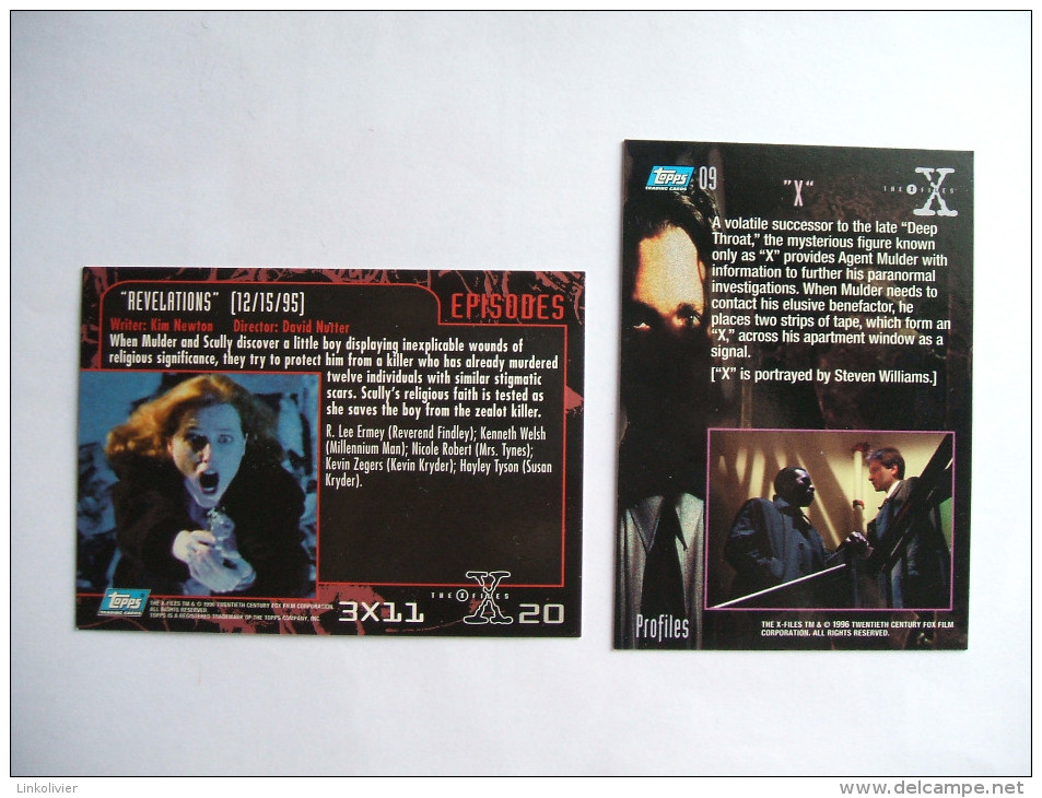 2 Cartes X-FILES N° 9 Et 20 (saison 3, épisode 11) - Topps Trading Cards - X-Files