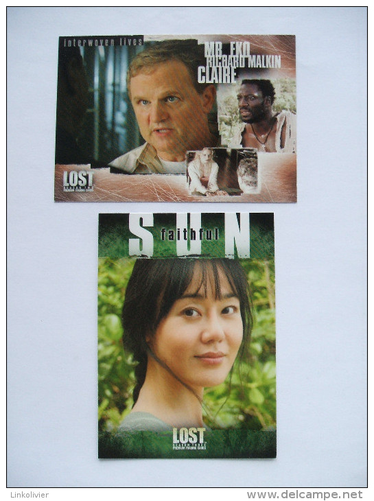 2 Cartes LOST Les Disparus N° 87 (saison 2), N° 54 (saison 3) - Sun, Mr Eko, R. Malkin, Claire - Inkworks Trading Cards - Autres & Non Classés