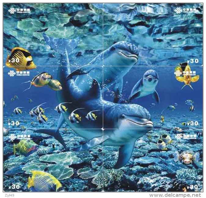 D04006 China Phone Cards Dolphin Puzzle 30pcs - Delfines