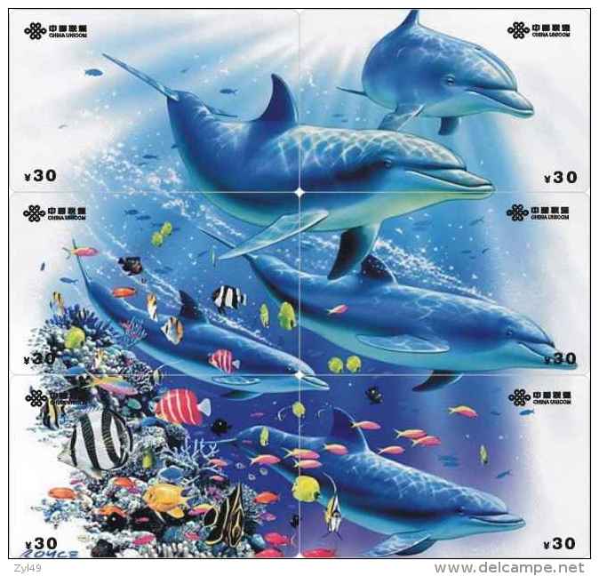 D04006 China Phone Cards Dolphin Puzzle 30pcs - Delfines