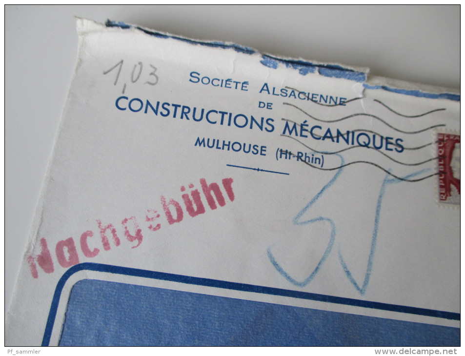 Frankreich 1961 Brief Nach Deutschland Stempel: Nachgebühr Mit Blaustift - Covers & Documents