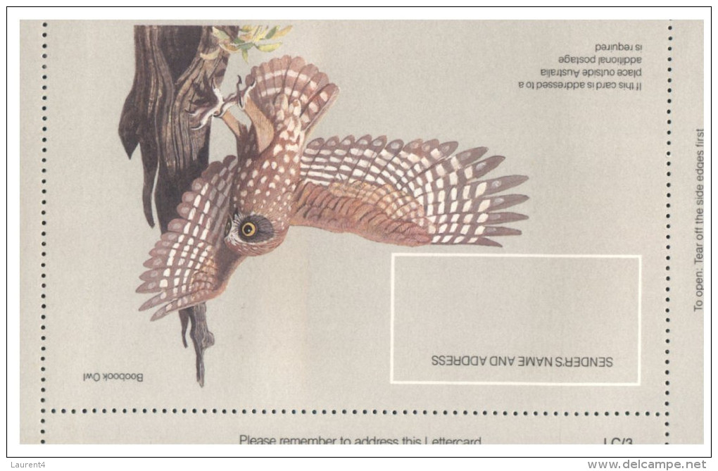 (PH 361) Australia - 33 Cent Owl Lettercard + Additional 30c Living Together Stamp - Errors, Freaks & Oddities (EFO)