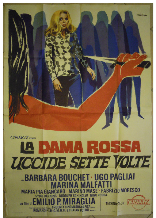 MANIFESTO LA DAMA ROSSA UCCIDE SETTE VOLTE BARBARA BOUCHET UGO PAGLIAI MIRAGLIA - Manifesti & Poster