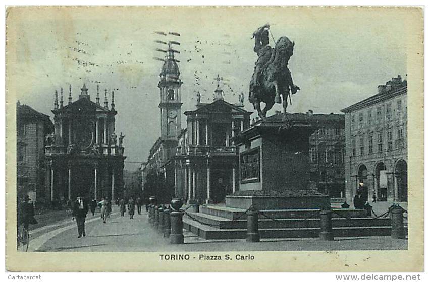 PIAZZA SAN CARLO NEGLI ANNI '20. CARTOLINA DEL 1924 - Places