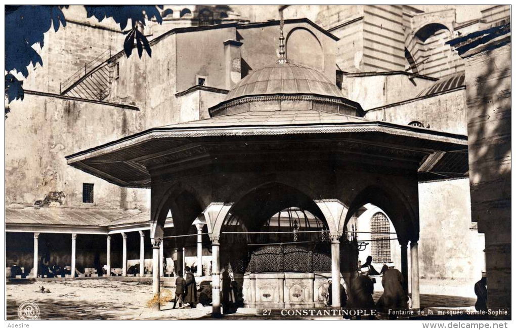 CONSTANTINOPLE - Fontaine De La Mosquee Samte Sophie, Alte Karte Um 1905, Karte Beschnitten - Turkey