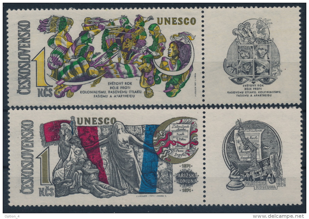 **Czechoslovakia 1971 Mi 1992-93 (2) Coupon UNESCO Race Discrimination MNH - Ungebraucht