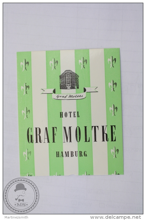 Hotel Graf Moltke, Hamburg - Germany - Original Hotel Luggage Label - Sticker - Hotel Labels