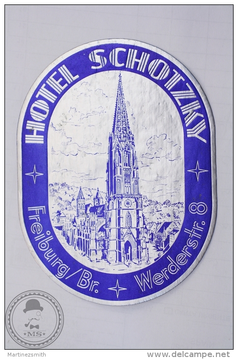 Hotel Schotzky, Freiburg - Germany - Original Hotel Luggage Label - Sticker - Hotel Labels