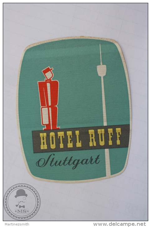 Hotel Ruff, Stuttgart - Germany - Original Hotel Luggage Label - Sticker - Hotel Labels