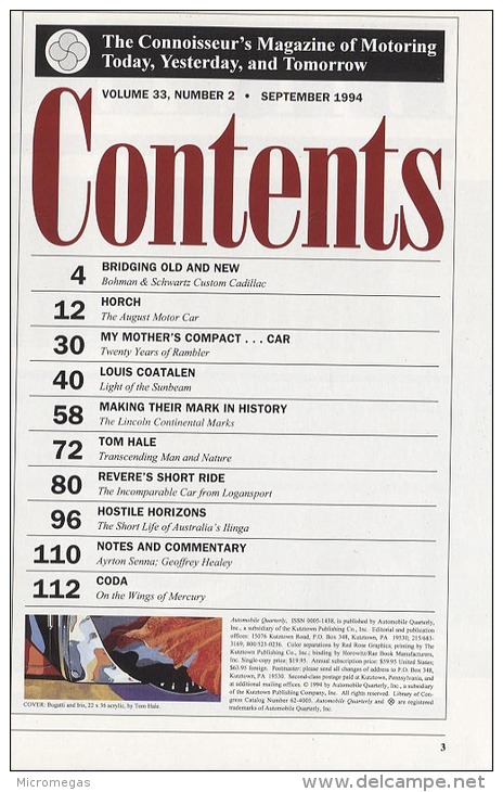 Automobile Quarterly - 33/2 - September 1994 - Transportation