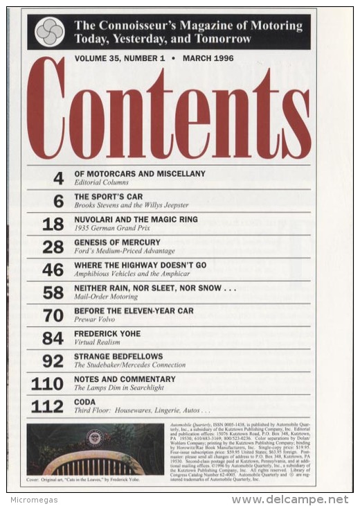 Automobile Quarterly - 35/1 - March 1996 - Transportation