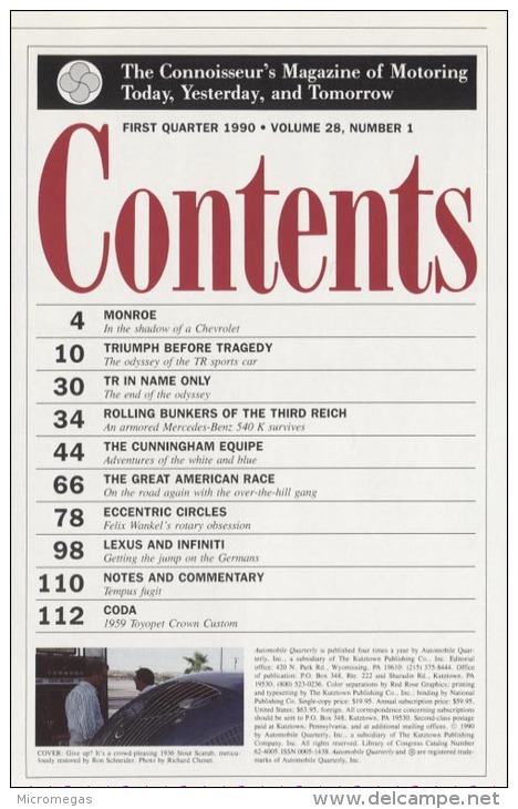 Automobile Quarterly - 28/1 - 1990 - Transportation