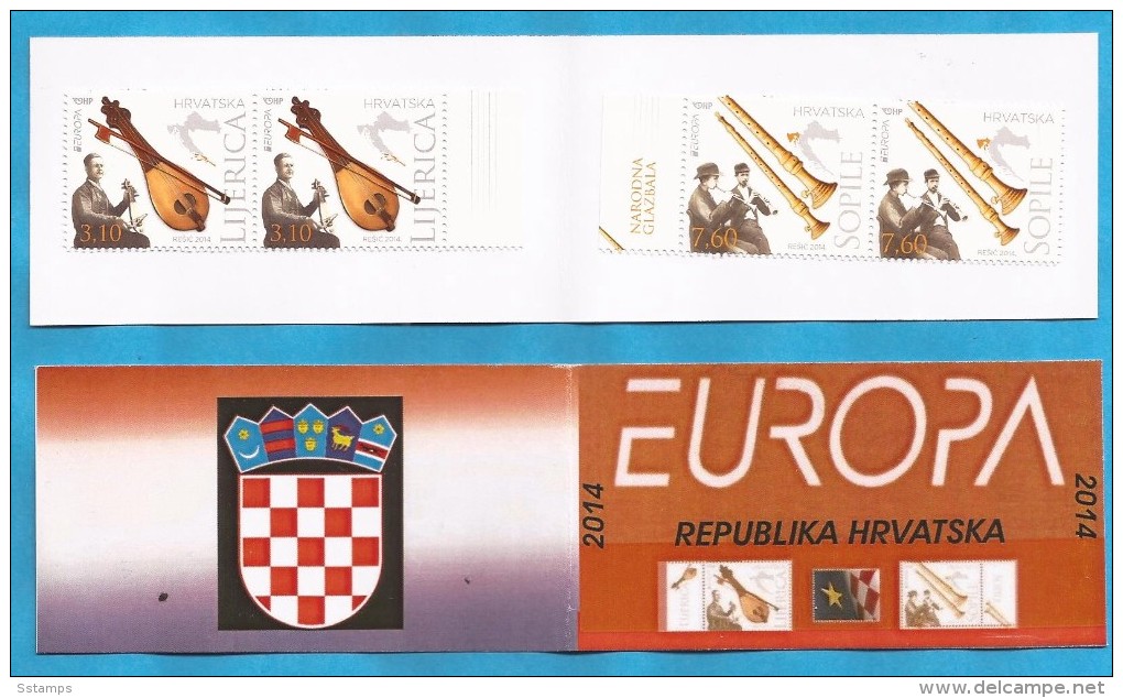 2014  EUROPA KROATIEN HRVATSKA CROAZIA FOLK INSTRUMENTS MNH BOOKLET 2 B - 2014