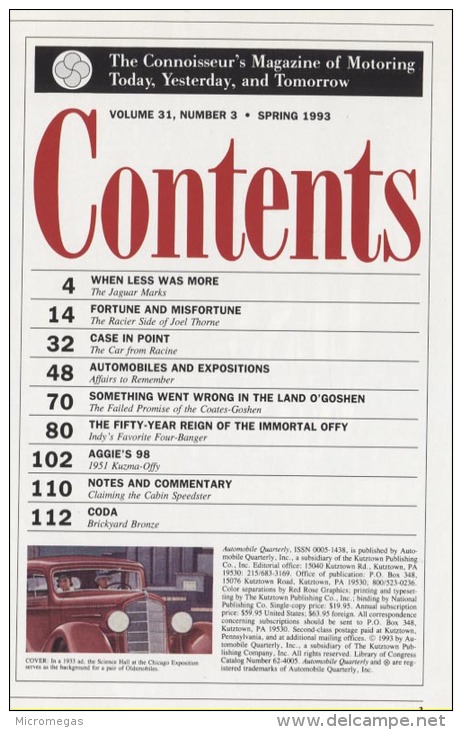 Automobile Quarterly -31/3 - 1993 - Transportation