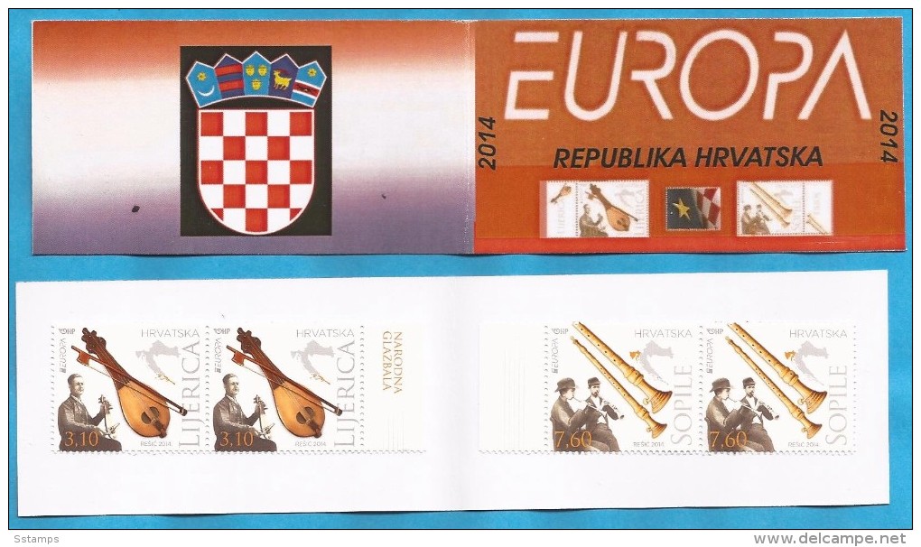 2014  EUROPA KROATIEN HRVATSKA CROAZIA FOLK INSTRUMENTS MNH BOOKLET 3 B - 2014