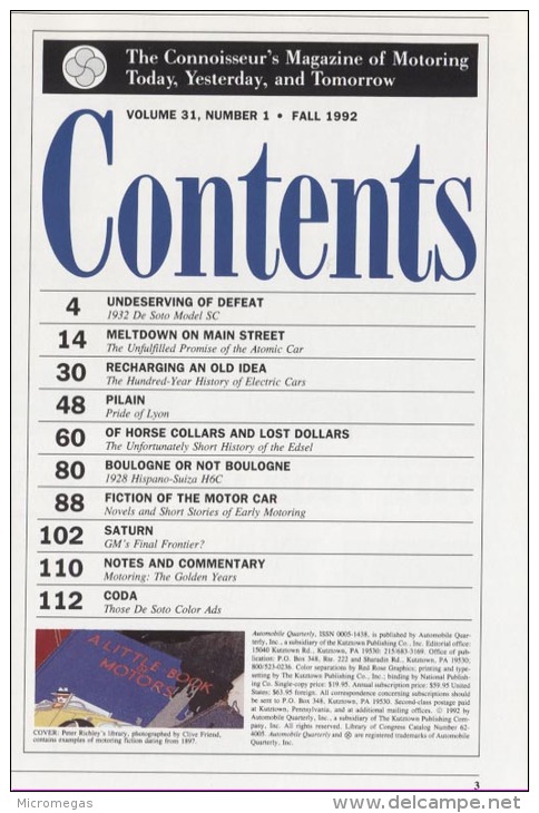 Automobile Quarterly -31/1 - 1992 - Transports