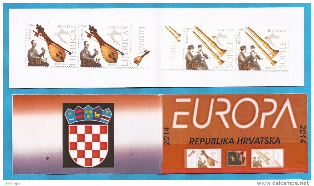 2014  EUROPA KROATIEN HRVATSKA CROAZIA FOLK INSTRUMENTS MNH BOOKLET 4 B - 2014
