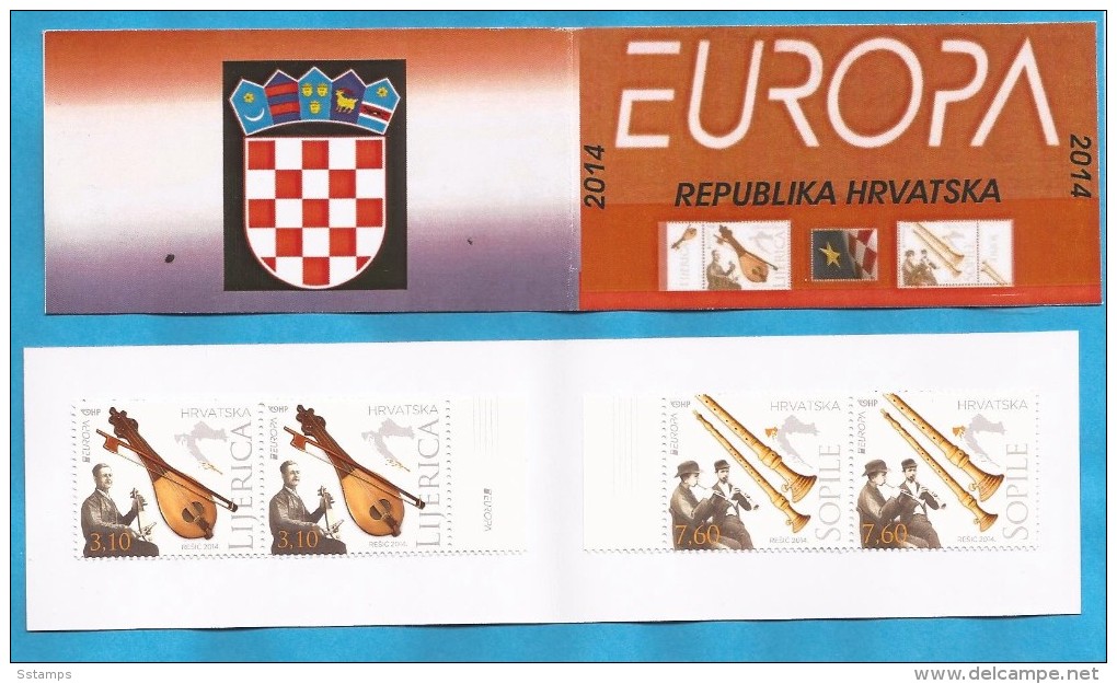 2014  EUROPA KROATIEN HRVATSKA CROAZIA FOLK INSTRUMENTS MNH BOOKLET 5 B - 2014