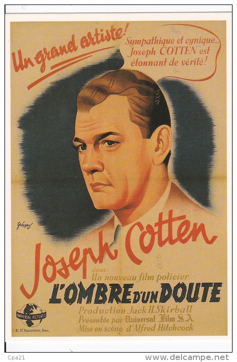 CPM INTERNATIONAL HITCHCOCK CLUB : L'OMBRE D'UN DOUTE 1943 - Affiches Sur Carte