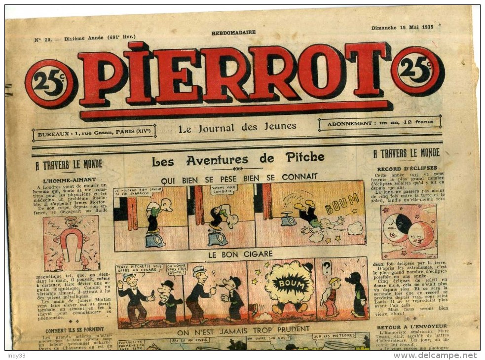 - PIERROT N° 20 . 19/5/1935 . - Pierrot