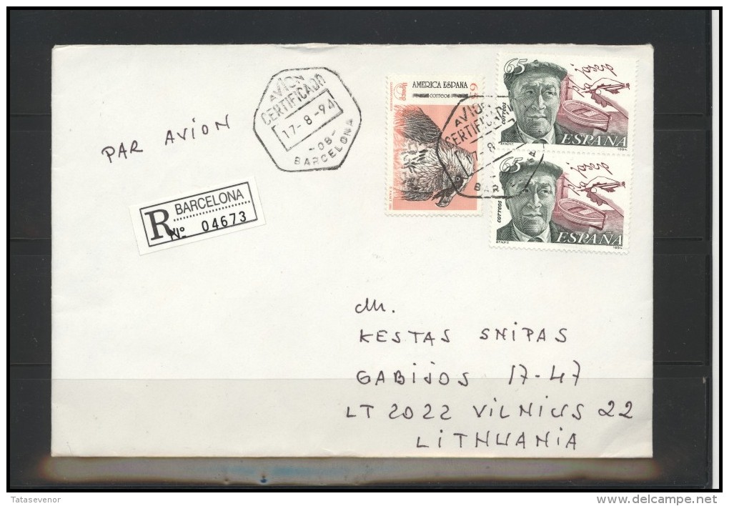 SPAIN Brief Postal History Envelope Air Mail ES 061 Personalities Birds - Covers & Documents