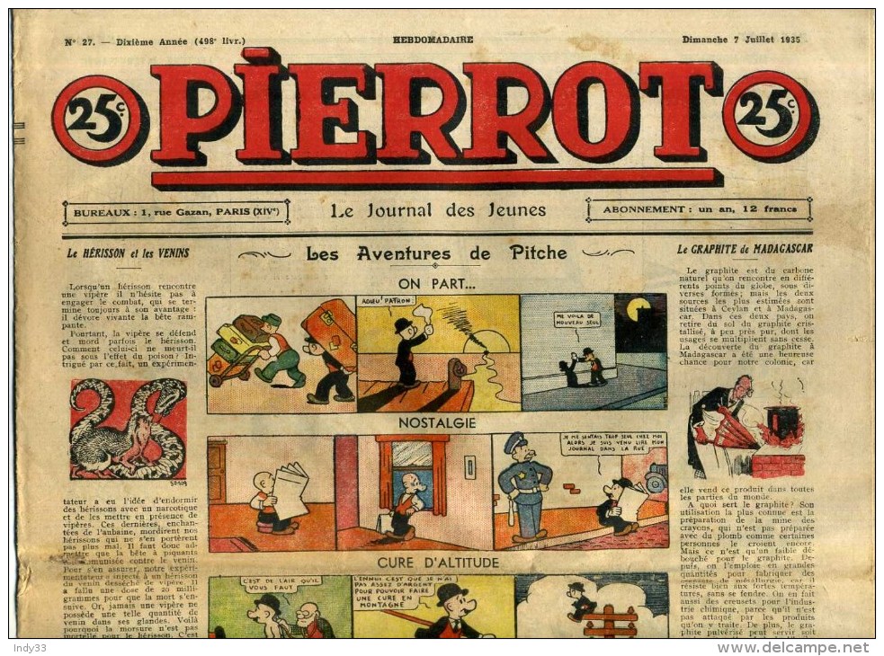 - PIERROT N° 27 . 7/7/1935 . - Pierrot