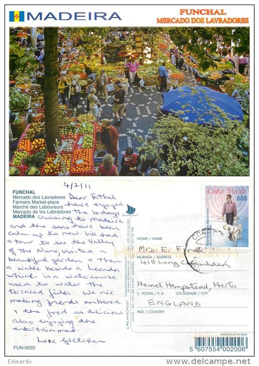 Mercado, Funchal, Madeira, Portugal Postcard Posted 2011 CABO VERDE Stamp #2 - Cape Verde