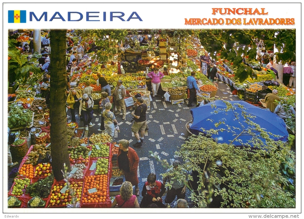 Mercado, Funchal, Madeira, Portugal Postcard Posted 2011 CABO VERDE Stamp #2 - Cape Verde