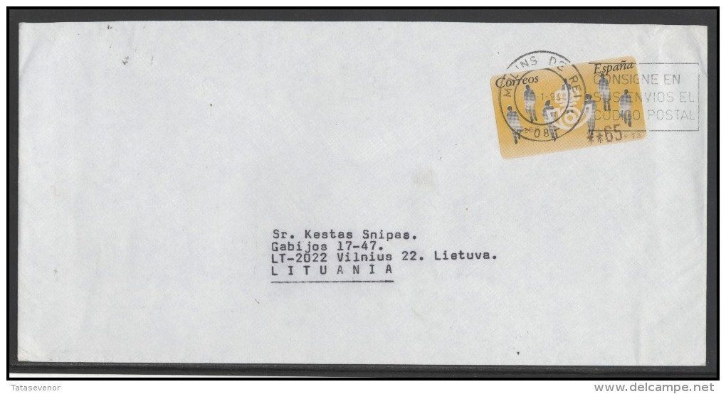 SPAIN Brief Postal History Envelope ES 091 ATM Automatic Stamps - Lettres & Documents